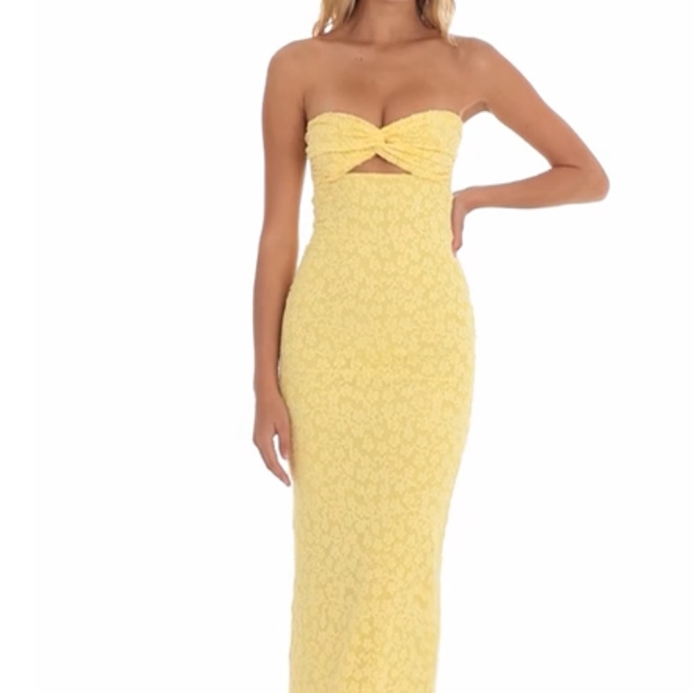 Lucy in the Sky Yellow Strapless Bodycon Dress